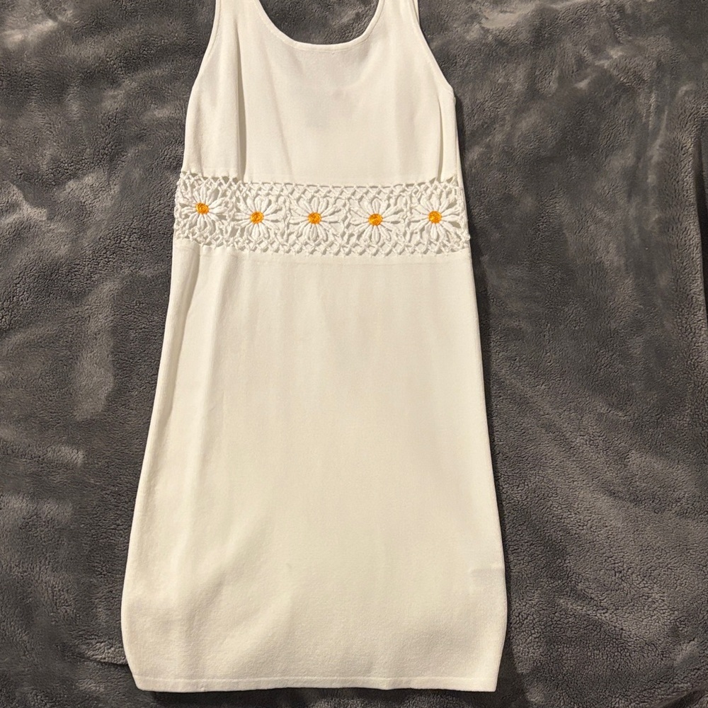 Forever 21 White Mini Dress with Floral Detail